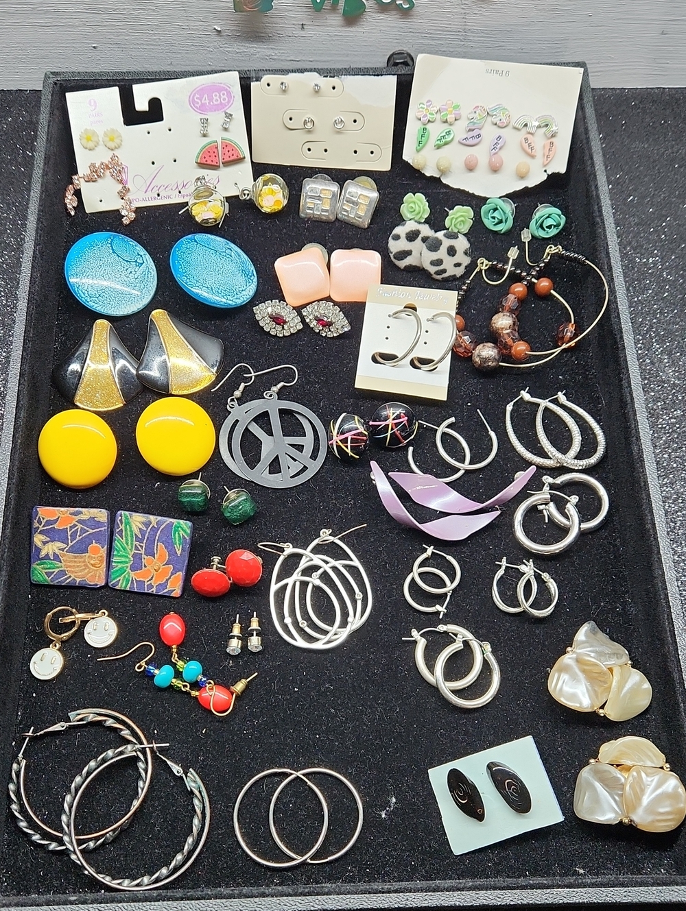 Assorted Women’s Fashion Earrings - Yellow, Blue, Pink, Green, Black, Silver